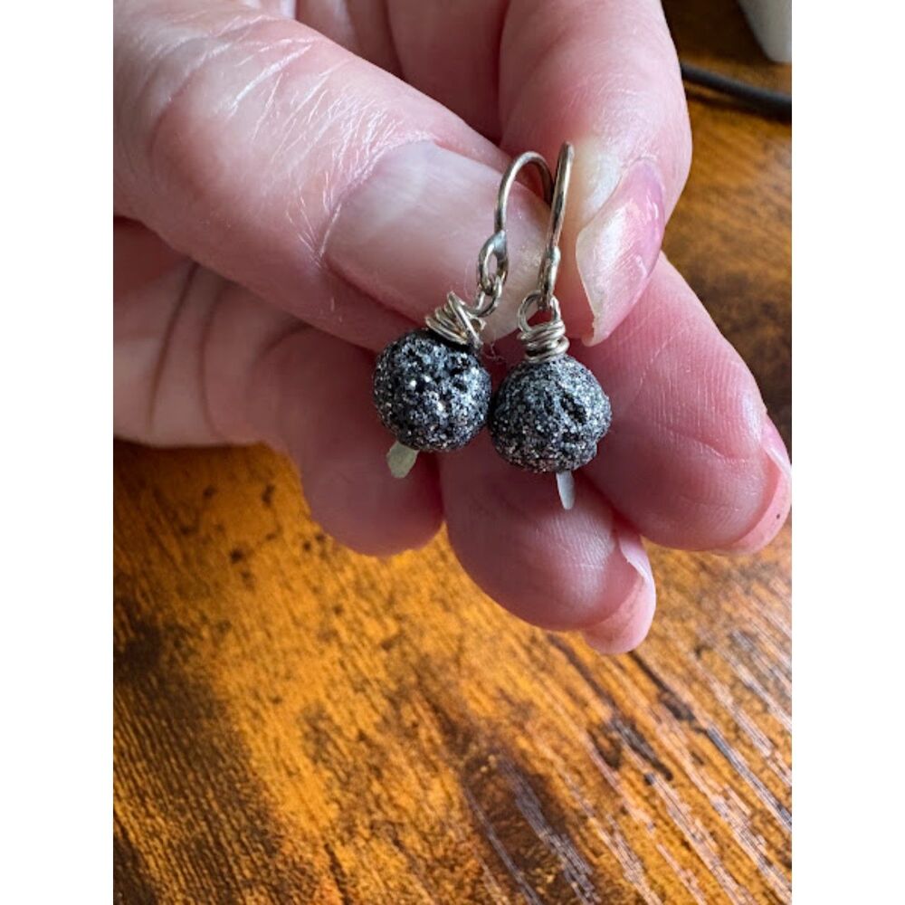 Black Lava Stone Earrings – 925 Sterling Silver, Handmade in the USA